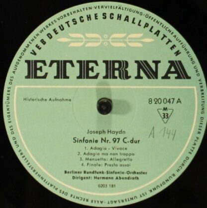 Eterna 8 20 047 - Joseph Haydn, Hermann Abendroth, Rundfunk-Sinf - Image 3