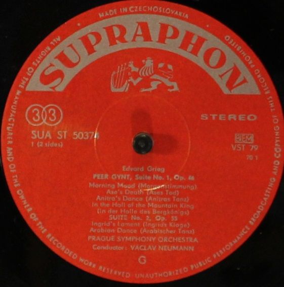 Supraphon SUA ST 50374 - Edvard Grieg, The Prague Symphony Orche - Image 3