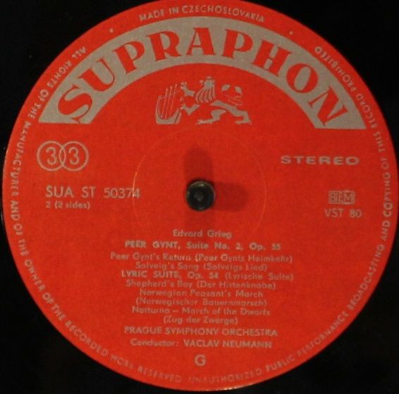 Supraphon SUA ST 50374 - Edvard Grieg, The Prague Symphony Orche - Image 4