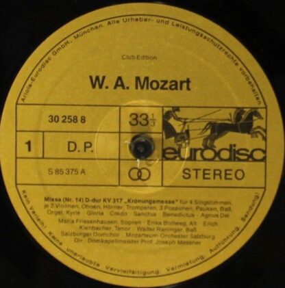 Eurodisc 25 949 HK - Wolfgang Amadeus Mozart - Krönungsmesse/Exs - Image 3