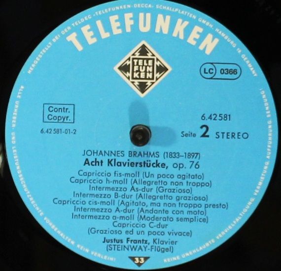 Telefunken 6.42581 - Johannes Brahms, Justus Frantz - Vier Balla - Image 4