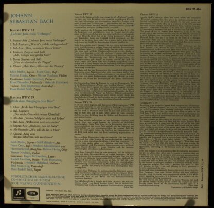 Columbia SMC 91424 - Johann Sebastian Bach, Der Süddeutsche Madr - Image 2