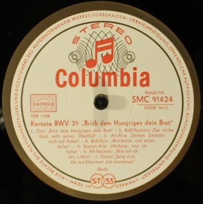 Columbia SMC 91424 - Johann Sebastian Bach, Der Süddeutsche Madr - Image 3