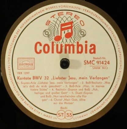 Columbia SMC 91424 - Johann Sebastian Bach, Der Süddeutsche Madr - Image 4