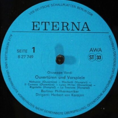 Eterna 8 27 749 - Herbert von Karajan, Giuseppe Verdi, Berliner - Image 3
