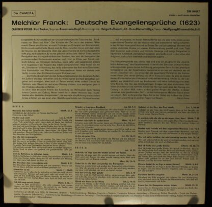Da Camera SM 94017 - Melchior Franck, Camerata Vocale - Evangeli - Image 2