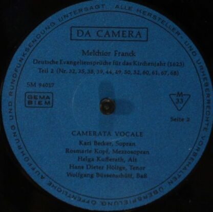 Da Camera SM 94017 - Melchior Franck, Camerata Vocale - Evangeli - Image 3