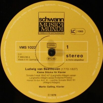Schwann Musica Mundi VMS 1022 - Ludwig van Beethoven, Martin Gal - Image 3
