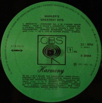 CBS Harmony S 30044 - Gustav Mahler - Mahler's Greatest Hits - Image 4