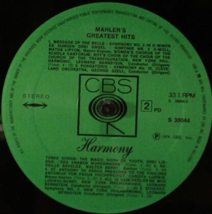 CBS Harmony S 30044 - Gustav Mahler - Mahler's Greatest Hits - Image 3