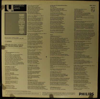 Philips 6580 143 - Richard Strauss, Gérard Souzay, Dalton Baldwi - Image 2