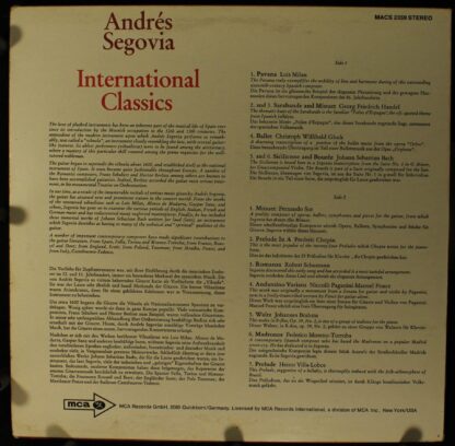 MCA Records MACS 2359 - Andrés Segovia - International Classics - Image 2