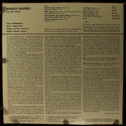 Eterna 8 20 644 - Josquin Des Prés, Prague Madrigal Singers, Mus - Image 2