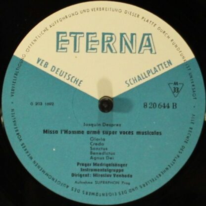 Eterna 8 20 644 - Josquin Des Prés, Prague Madrigal Singers, Mus - Image 3