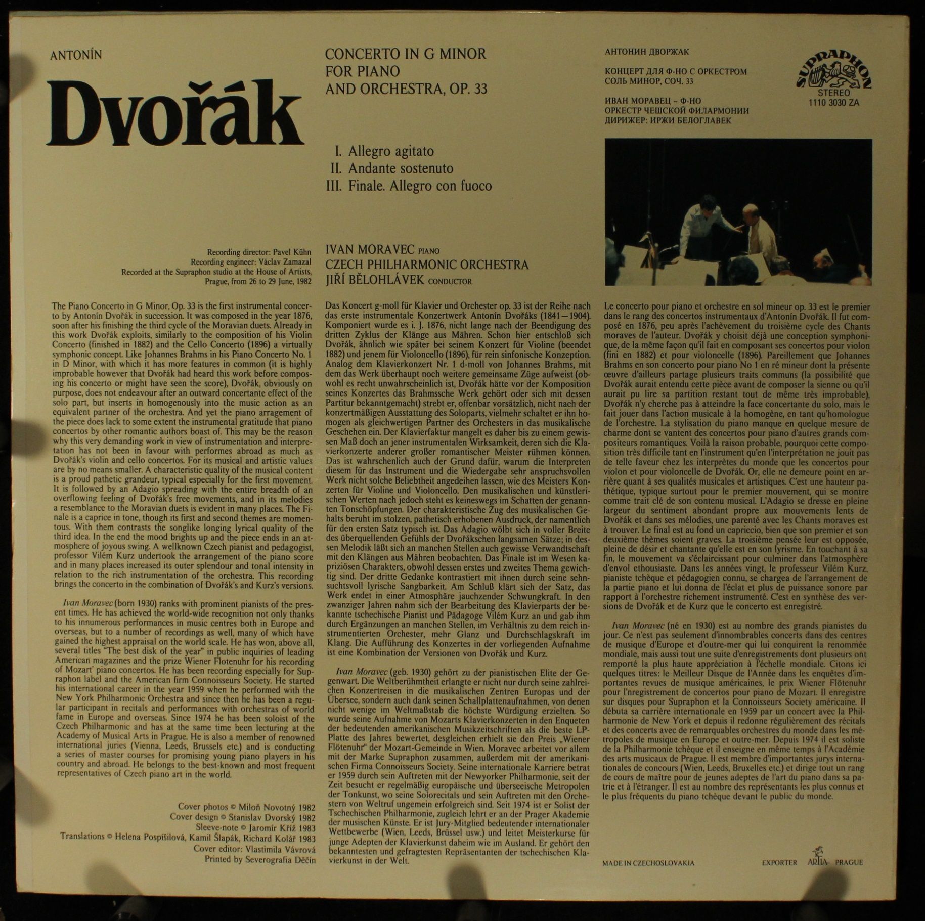 Supraphon 1110 3030 - Antonín Dvořák, Ivan Moravec, The Czech Ph - Image 2