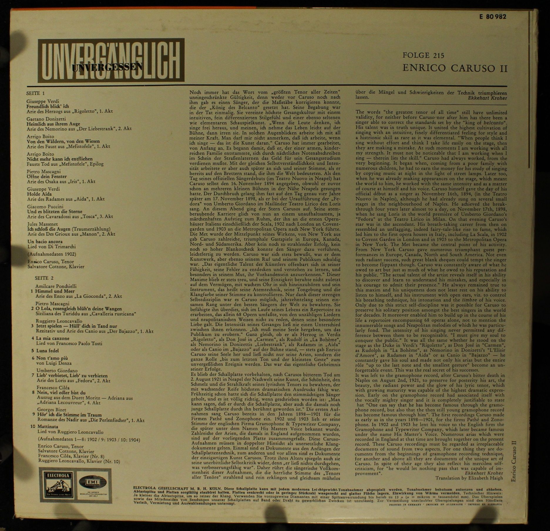 Electrola E 80 982 - Enrico Caruso - Enrico Caruso - II - Image 2