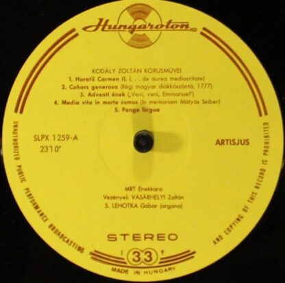 Qualiton SLPX 1259 - Zoltán Kodály, "Kodály Zoltán" Chorus Of Th - Image 3