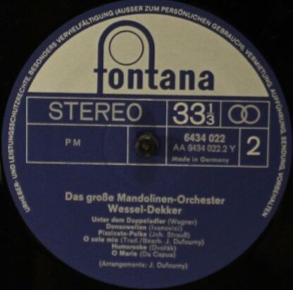 Fontana Spezial 6434 022 - Wessel Dekker And His Mandolinata-Orc - Image 3