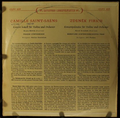 Supraphon CLPV 428 - Camille Saint-Saëns, Zdeněk Fibich - Konzer - Image 2