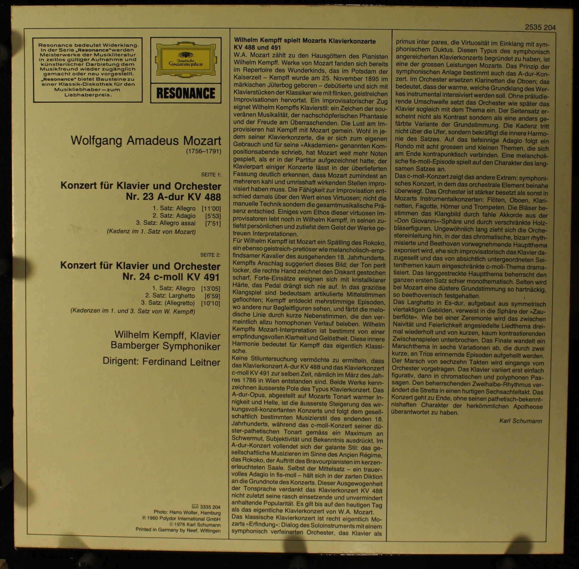 Deutsche Grammophon 2535 204 - Wolfgang Amadeus Mozart, Wilhelm - Image 2