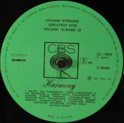 CBS Harmony 30049 - Johann Strauss Jr., Eugene Ormandy, André Ko - Image 3