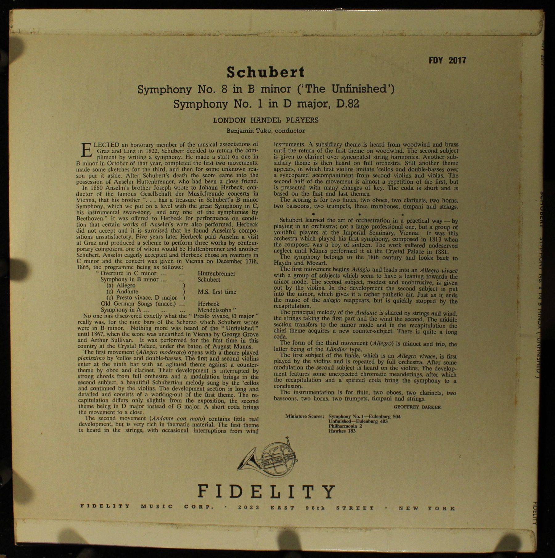 Fidelity FDY 2017 - Franz Schubert, The London Handel Players, B - Image 4