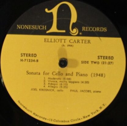 Nonesuch Records H-71234 - Elliott Carter - Sonata For Flute, Ob - Image 4