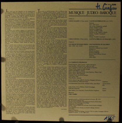 harmonia mundi France HM 1021 - Salomone Rossi, Louis Saladin, C - Image 2