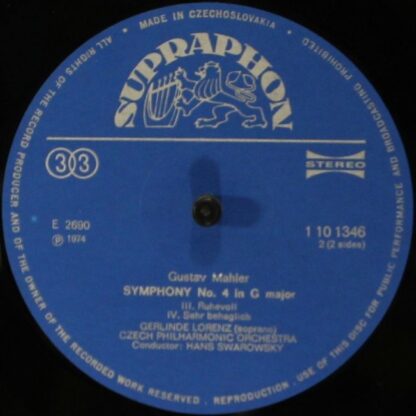 Supraphon 1 10 1346 - Gustav Mahler, Gerlinde Lorenz, The Czech - Image 4
