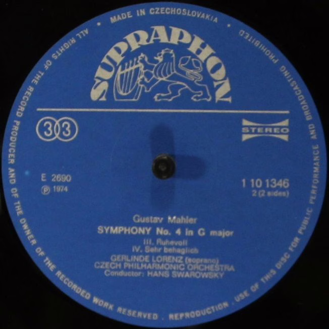 Supraphon 1 10 1346 - Gustav Mahler, Gerlinde Lorenz, The Czech - Image 4