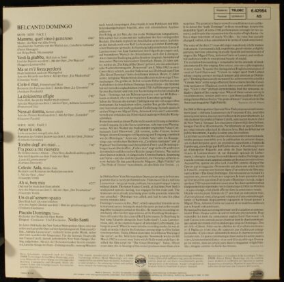 TELDEC 6.42954 AG - Placido Domingo - Belcanto Domingo - Image 2