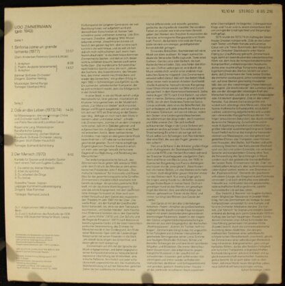 Nova 8 85 216 - Udo Zimmermann - Sinfonia Come Un Grande Lamento - Image 2
