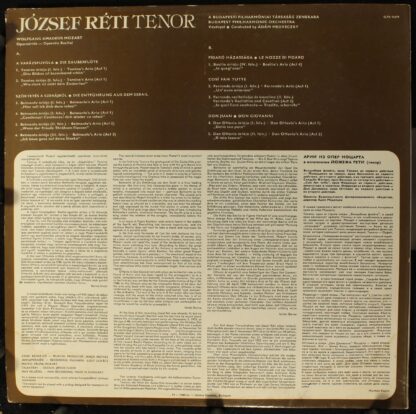 Hungaroton SLPX 11679 - József Réti - Operatic Recital Mozart Te - Image 2