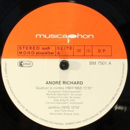 Musicaphon BM 7501 - André Richard - Quatuor A Cordes / Jardins - Image 3