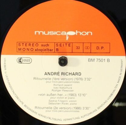 Musicaphon BM 7501 - André Richard - Quatuor A Cordes / Jardins - Image 4