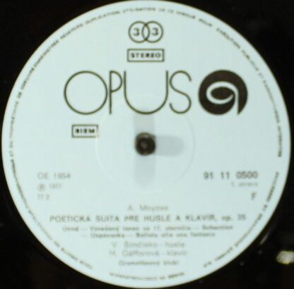 Opus 9111 0500 - Alexander Moyzes, Oto Ferenczy - Poetická Suita - Image 3