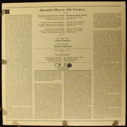 Opus 9111 0500 - Alexander Moyzes, Oto Ferenczy - Poetická Suita - Image 2