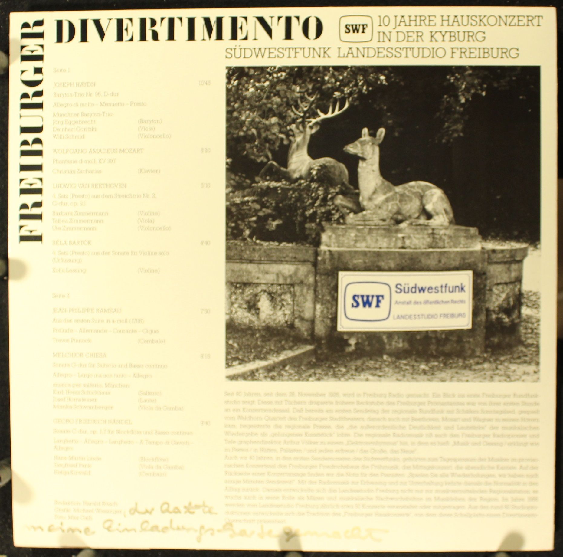 Südwestfunk SWF 117 - Various - Freiburger Divertimento. 10 Jahr - Image 2