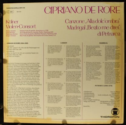 Thorofon MTH 166 - Cipriano De Rore, Kölner Violen-Consort, Hein - Image 2