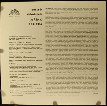 Supraphon 1 19 1570 - Jiří Pauer - Portrét Skladatele - Image 2