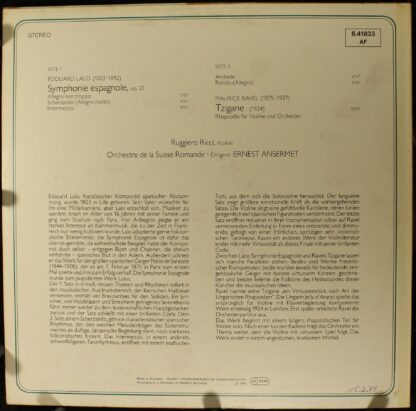 DECCA 6.41833 AF - Édouard Lalo, Maurice Ravel, Ruggiero Ricci, - Image 2