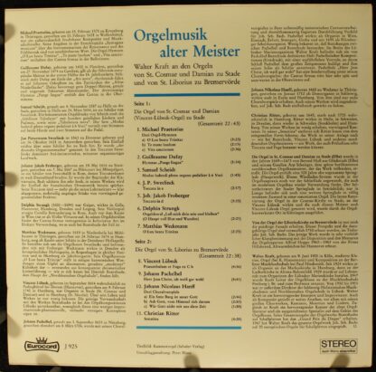 Eurocord J 925 - Michael Praetorius, Jan Pieterszoon Sweelinck, - Image 2