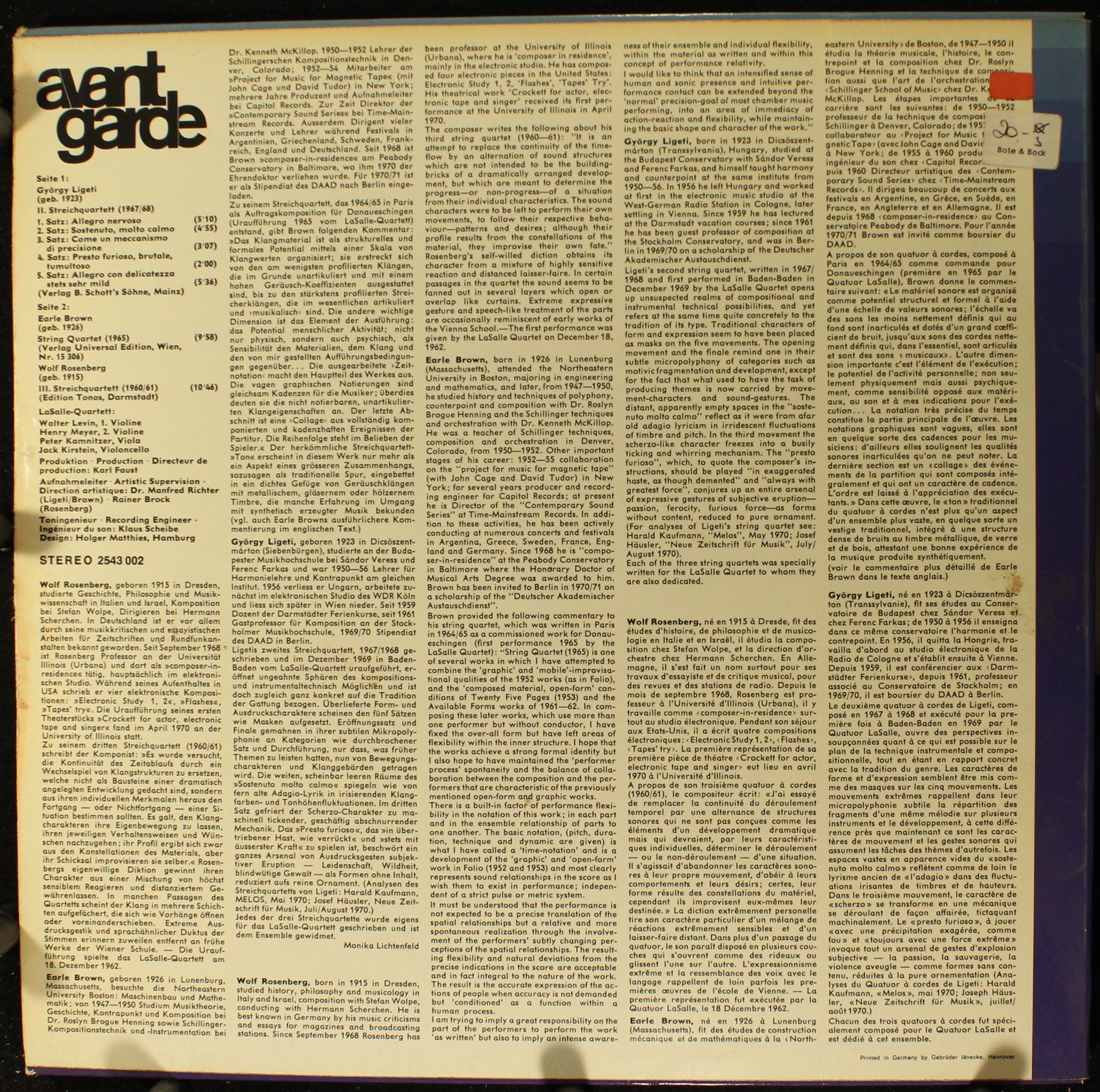 Deutsche Grammophon 2543 002 - György Ligeti, Earle Brown, Wolf - Image 2