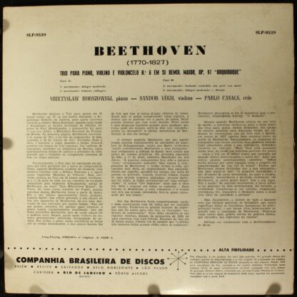 Philips SLP-9539 - Ludwig van Beethoven, Pablo Casals, Mieczysla - Image 2