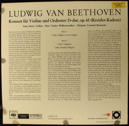 CBS 29 220-1 - Ludwig van Beethoven, Isaac Stern, Leonard Bernst - Image 2
