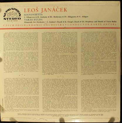 Supraphon SUA ST 50022 - Leoš Janáček, The Czech Philharmonic Or - Image 2