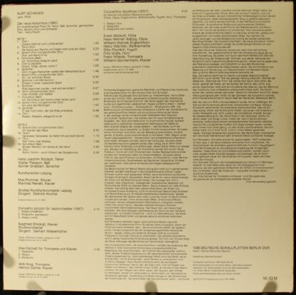 Nova 8 80 153 - Kurt Schwaen - Der Neue Kolumbus / Concerto Picc - Image 2
