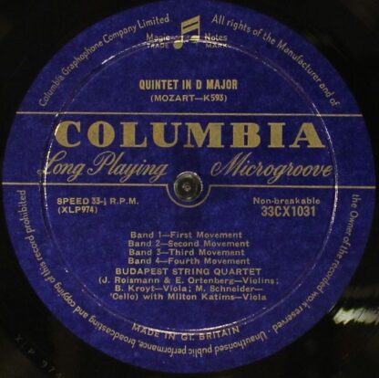 Columbia 33CX 1031 - Wolfgang Amadeus Mozart, Budapest String Qu - Image 3