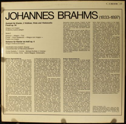 His Master's Voice 1 C 053-10733 - Johannes Brahms, Georges Solc - Image 2