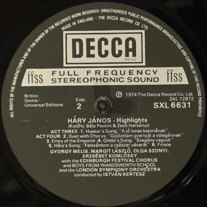 DECCA SXL 6631 - Zoltán Kodály, István Kertész - Hary Janos High - Image 4